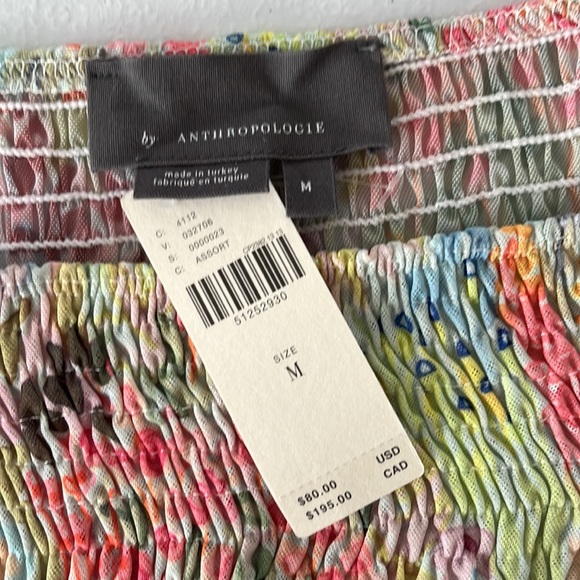 🎈NWT Anthropologie Sz M  puff sleeveless floral see thr multicolor blouse top - Picture 8 of 11